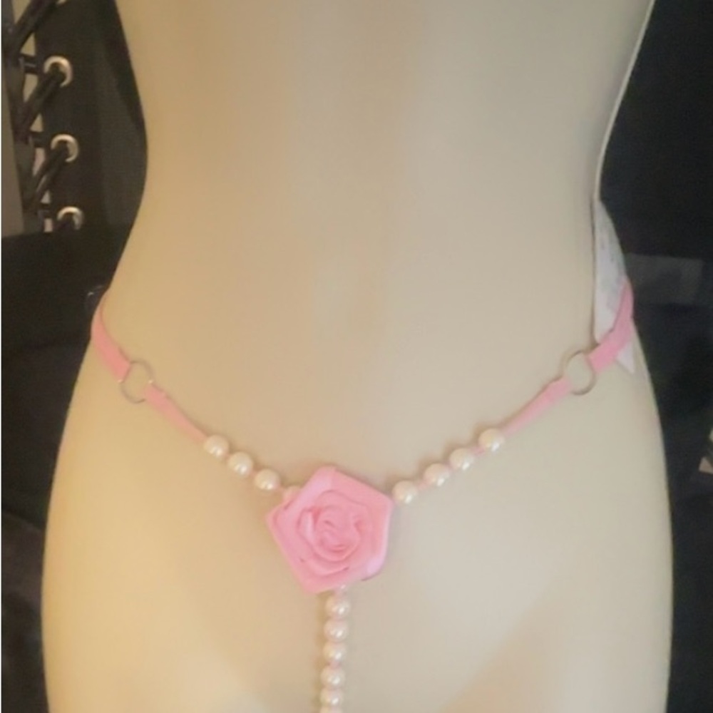 Pink Floral Pearl micro gstring thong